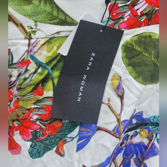 Zara Woman Floral Cropped Wide Leg Pants M - Picture 5 of 5